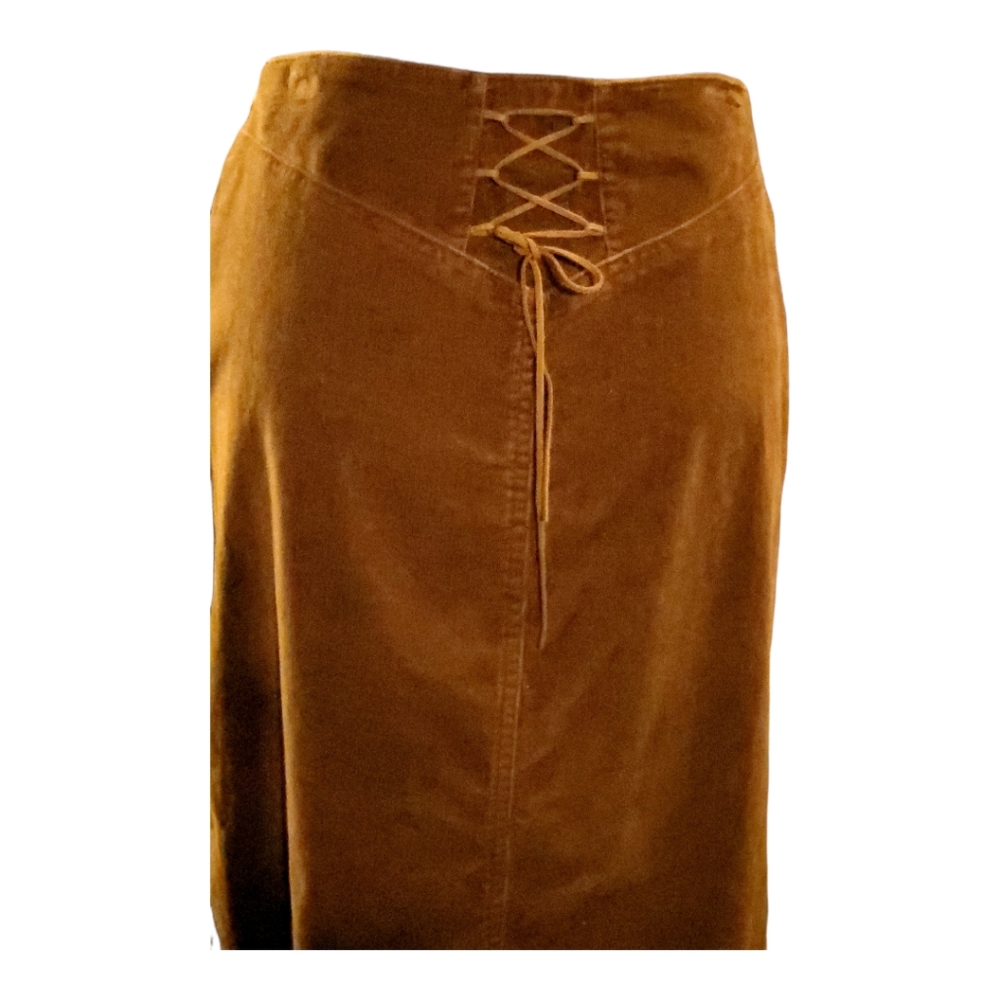 St. John's Bay, Western. Boho, maxi skirt,  Brown, size 6, lacing on back
